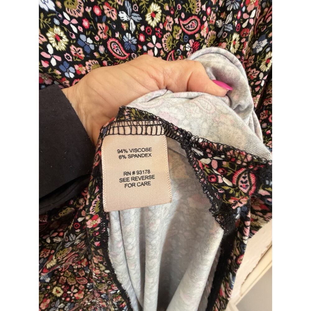 Philosophy Top tunic Sz 2X black paisley hi low short sleeve women - Picture 3 of 7